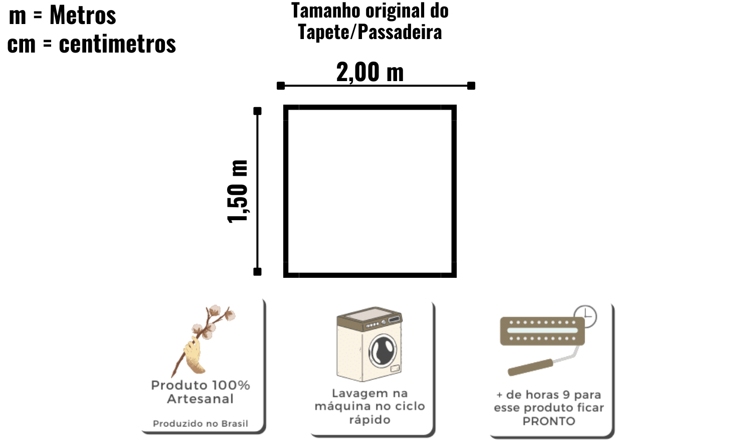 Tapete Boho Cute de Algodão M - 1,50x2,00