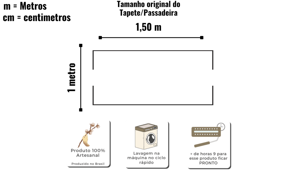 Tapete Beira Cama Bordado Lines de Algodão - 1,00x1,50