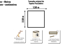 Tapete Bordado Lines Algodão - 1,50x2,50